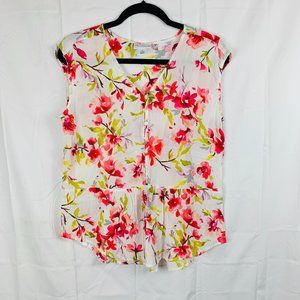 Liz Claiborne Floral Sleeveless Top Sz M